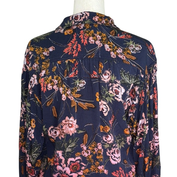 Anthropologie Pilcro Evika Navy Floral Print Oversized Button Down Shirt - XS - Picture 9 of 15